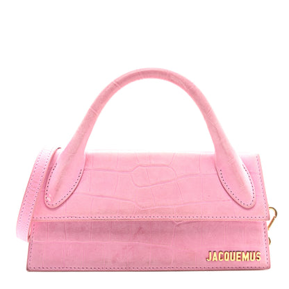 Jacquemus Nubuck Crocodile Embossed Le Chiquito Long Pink 1 of 9