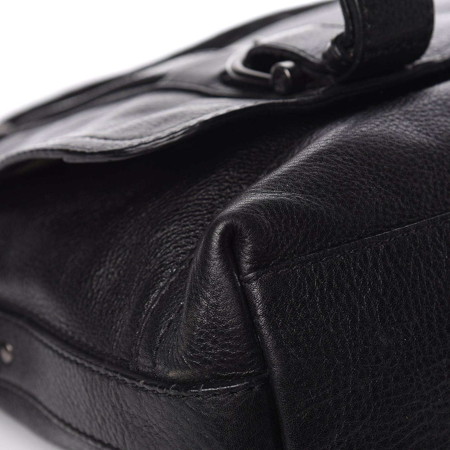 Grainy Calfskin Messenger Bag Black