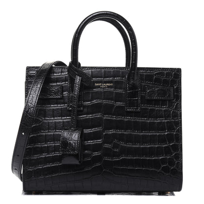 Saint Laurent Calfskin Crocodile Embossed Nano Sac De Jour Black 1 of 15