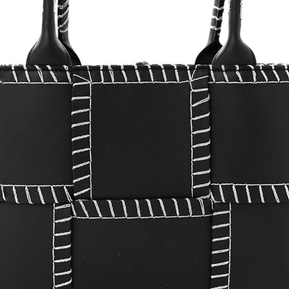Bottega Veneta Nappa Maxi Intrecciato Overlock Stitched Small Arco Tote Black Silver 8 of 10