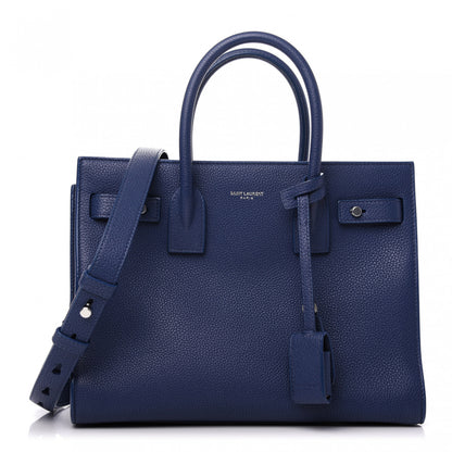 Saint Laurent Grained Calfskin Baby Sac De Jour Souple Denim 1 of 9