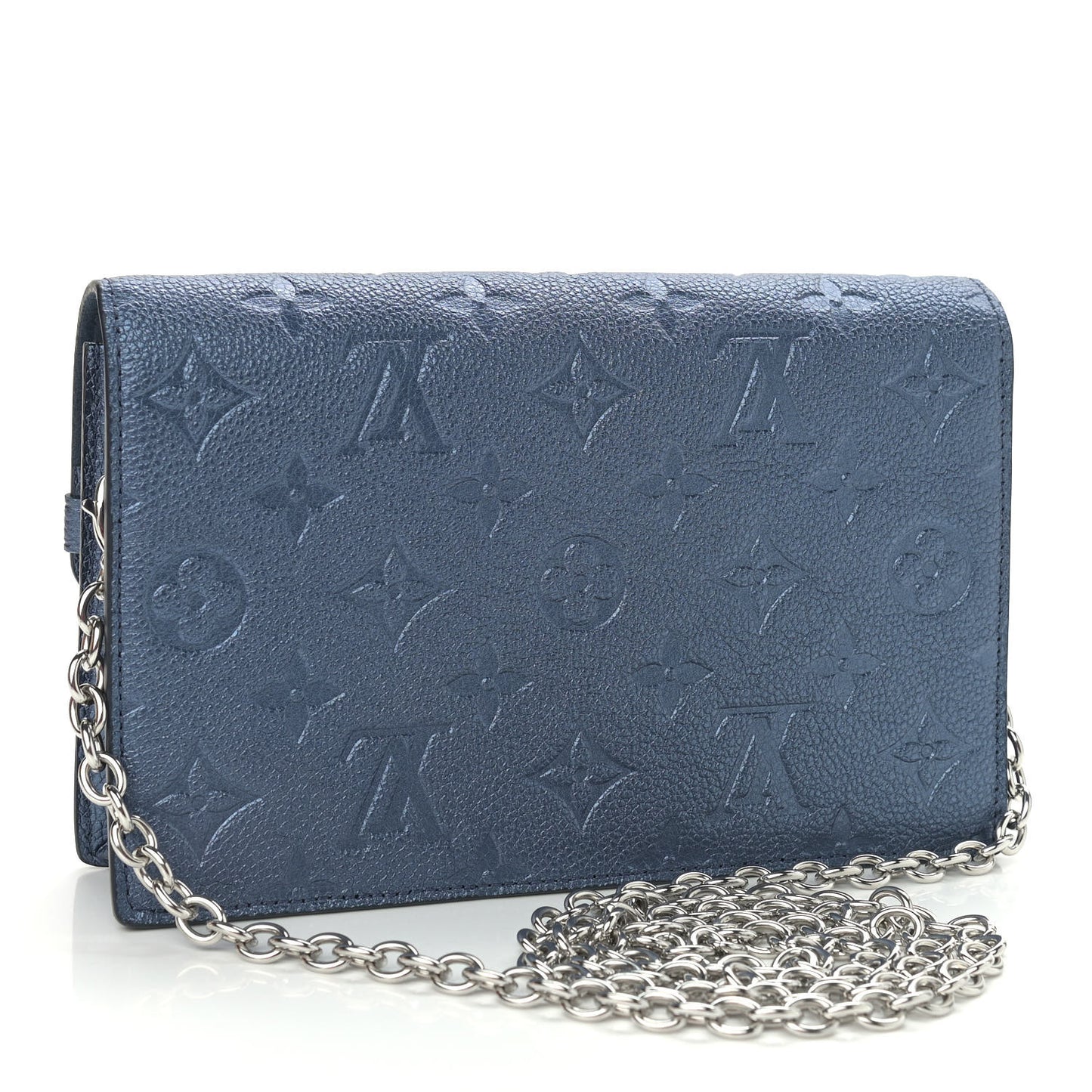Metalli Empreinte Monogram Vavin Chain Wallet Navy Nacre