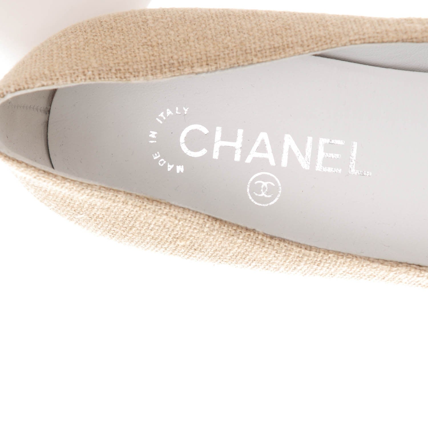 Chanel Linen Lambskin Cap Toe Ballerina Flats 39 Beige Black 7 of 8