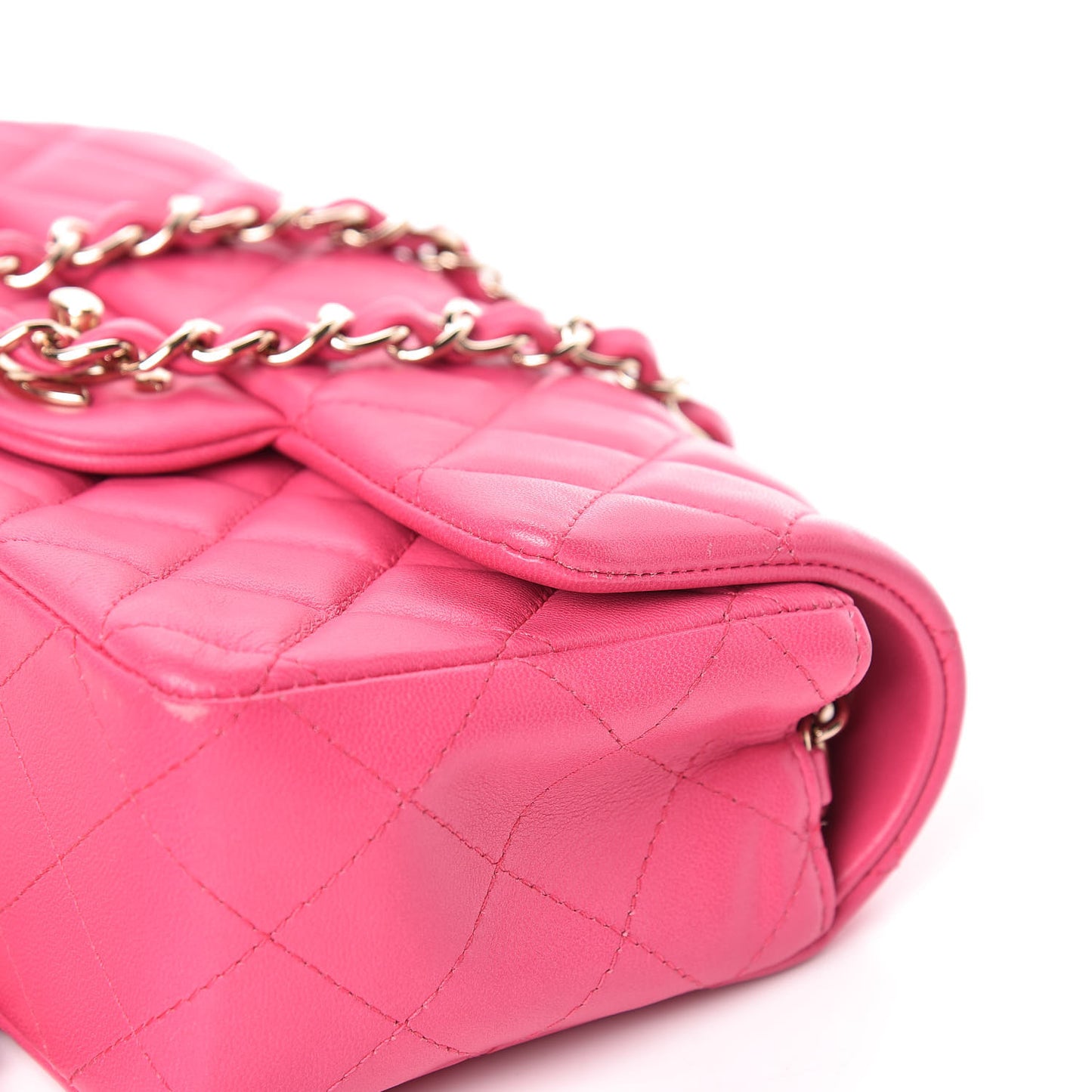 Lambskin Quilted Mini Rectangular Flap Fuchsia
