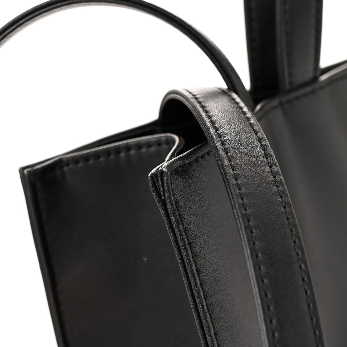 Vegan Leather Medium Shopping Bag Black