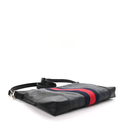 Gucci Soft GG Supreme Monogram Appia Calfskin Web East West Messenger Bag Black Grey 4 of 12