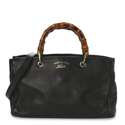 Gucci Pebbled Calfskin Medium Bamboo Shopper Tote Black 1 of 9