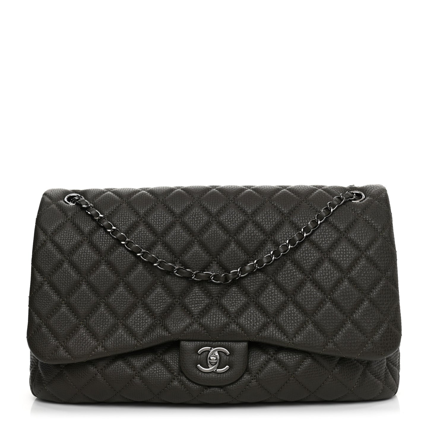 Calfskin Quilted Small XXL Travel Flap Bag Grey