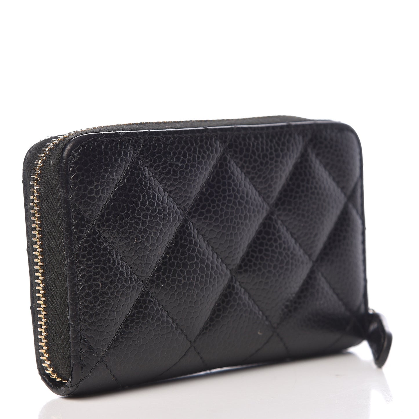 Caviar Quilted Zip Coin Purse Black