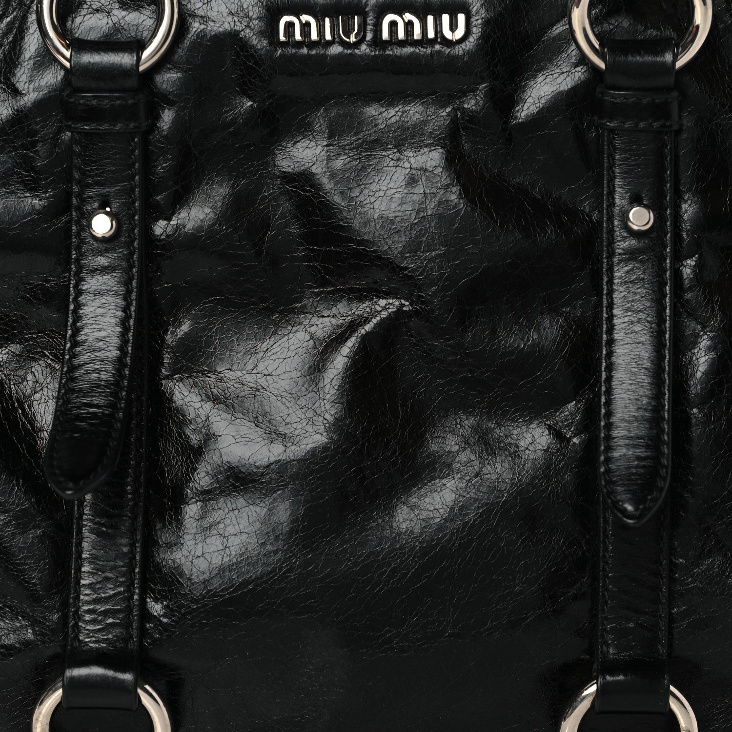 Miu Miu Vitello Shine Top Handle Satchel Black 8 of 11