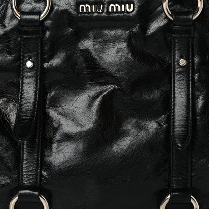 Miu Miu Vitello Shine Top Handle Satchel Black 8 of 11