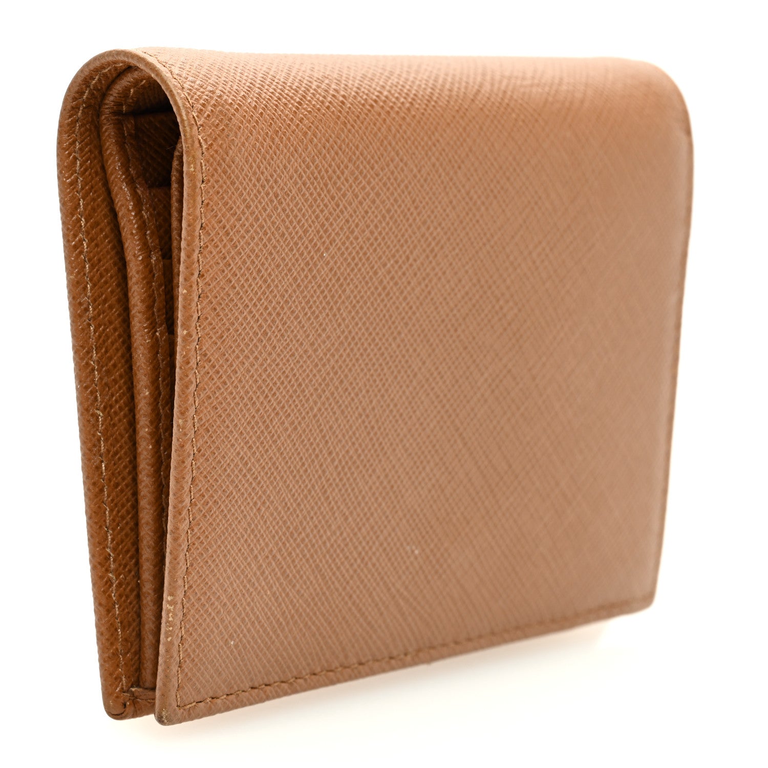 Prada Saffiano Metal Bi-Fold Wallet Caramel 3 of 6