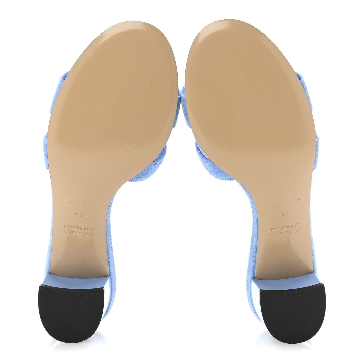 Hermes Suede Goatskin Oasis Sandals 37 Bleu Cameo 6 of 9
