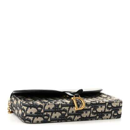Christian Dior Oblique Smooth Calfskin Medium Saddle Pouch With Chain Blue 4 of 10