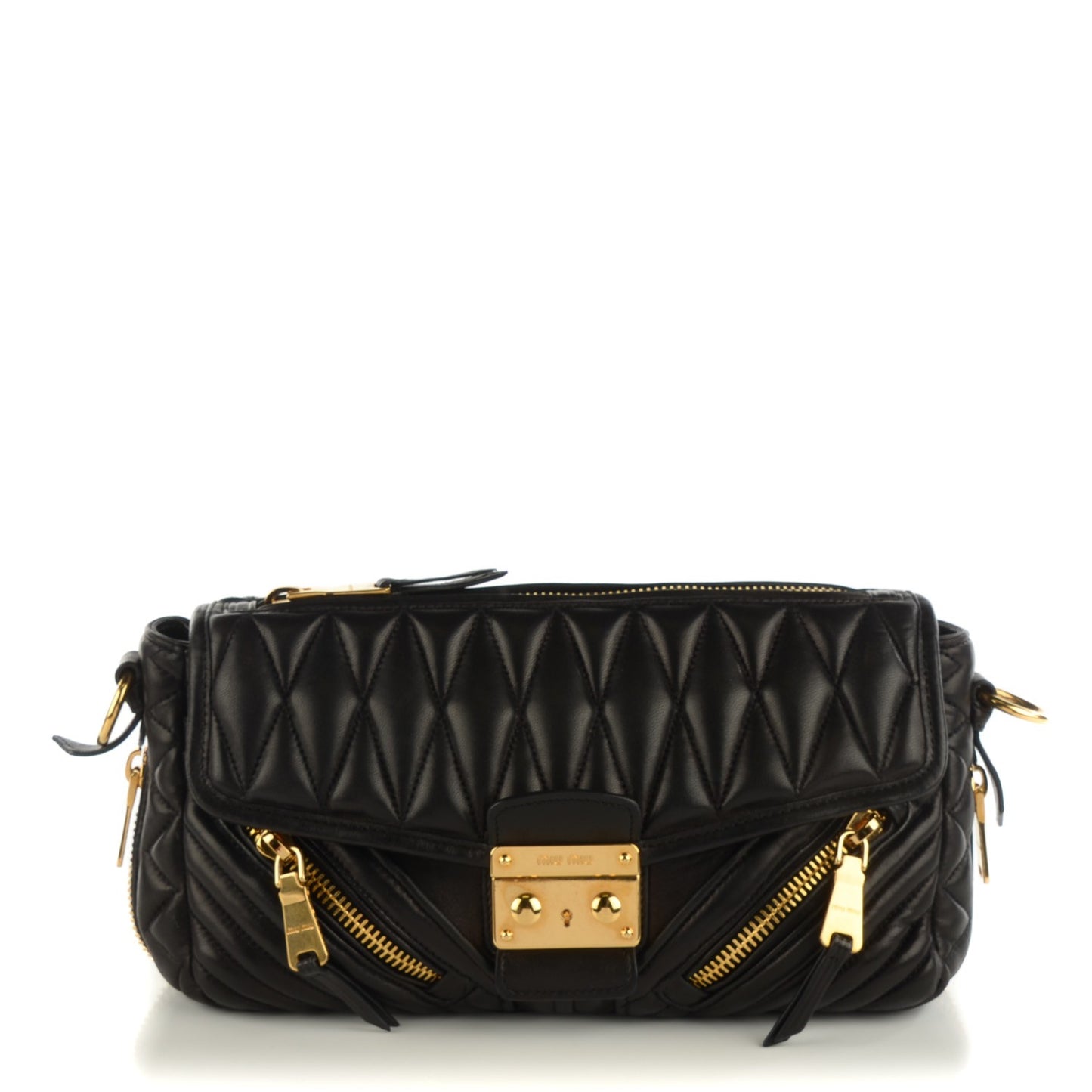 Nappa Large Biker Shoulder Bag Black