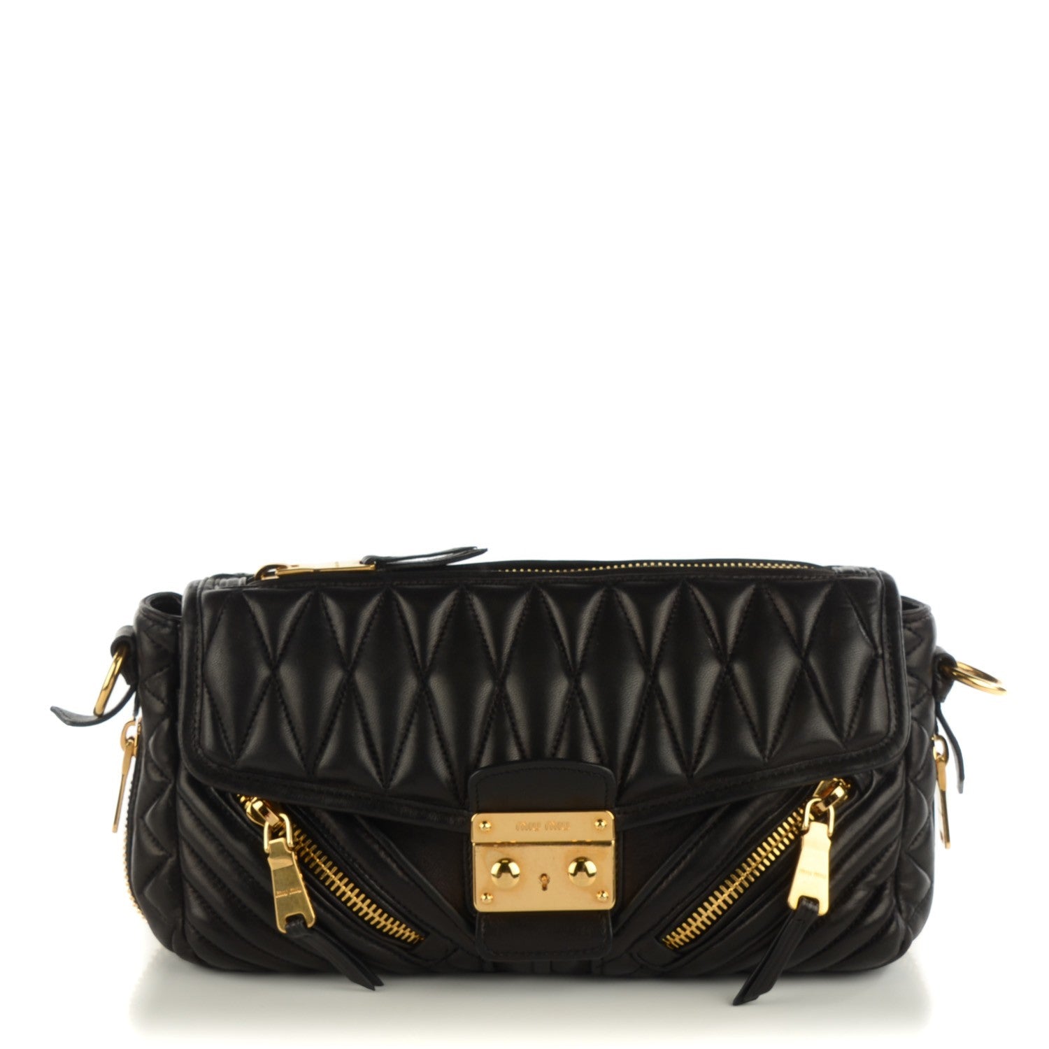Miu Miu Nappa Large Biker Shoulder Bag Black 1 of 7