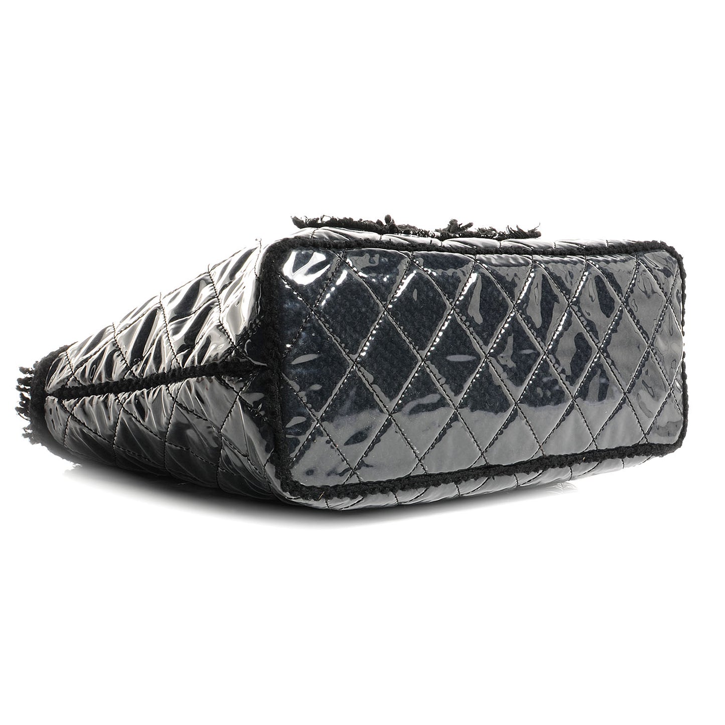 Vinyl Quilted Funny Tweed Tote Black