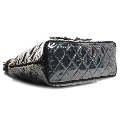 Chanel Vinyl Quilted Funny Tweed Tote Black 4 of 7