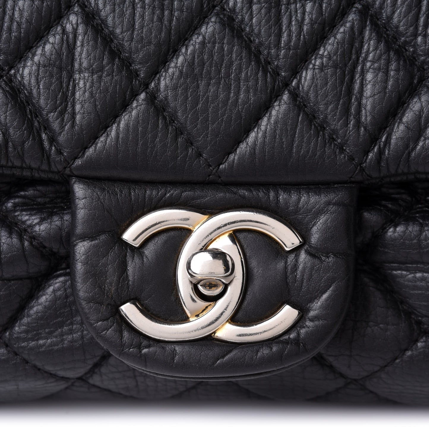 Calfskin Quilted XXL Travel Flap Bag Black