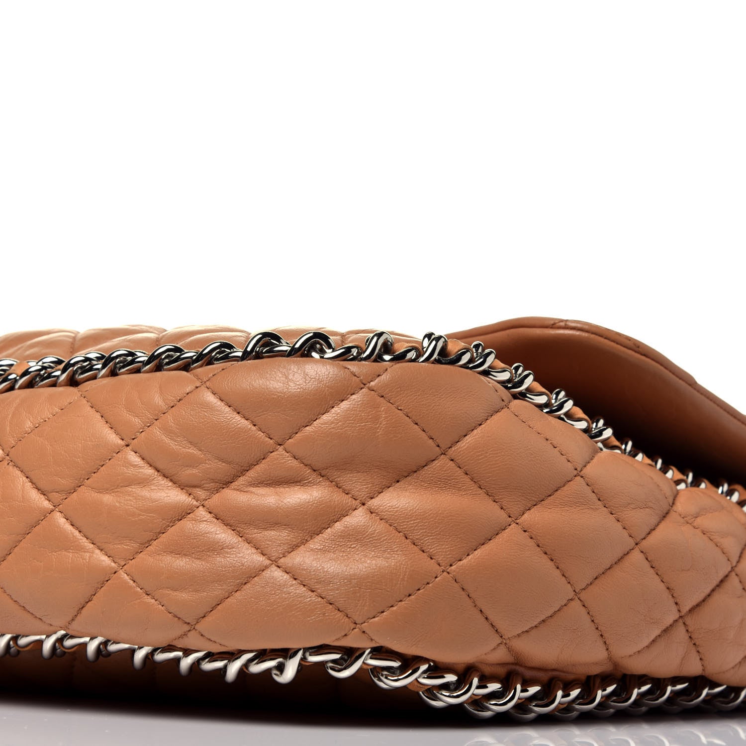 Chanel Washed Lambskin Chain Around Maxi Flap Bag Dark Beige 9 of 9