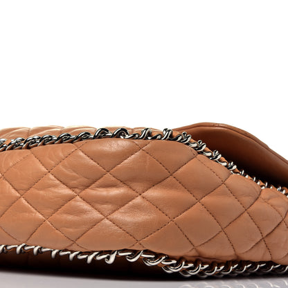 Chanel Washed Lambskin Chain Around Maxi Flap Bag Dark Beige 9 of 9