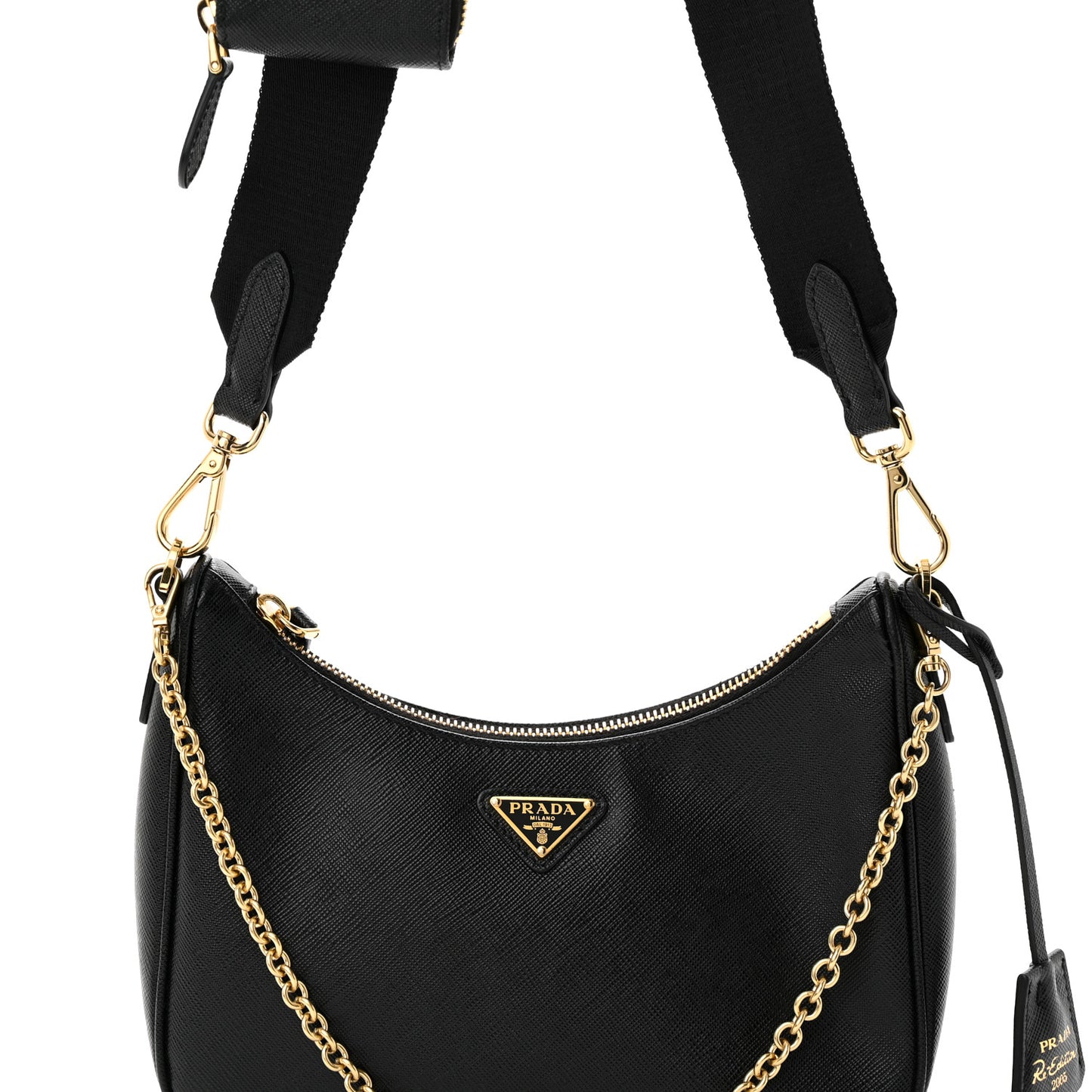 Saffiano Lux Re-Edition 2005 Shoulder Bag Black
