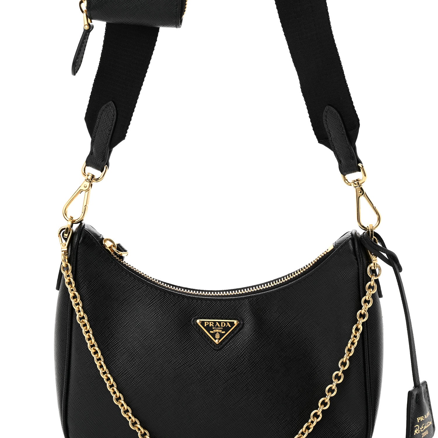 Prada Saffiano Lux Re-Edition 2005 Shoulder Bag Black 8 of 10