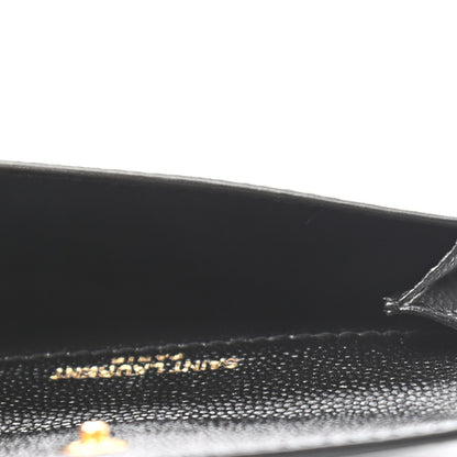 Saint Laurent Grain De Poudre Uptown Monogram Card Case Black 5 of 7