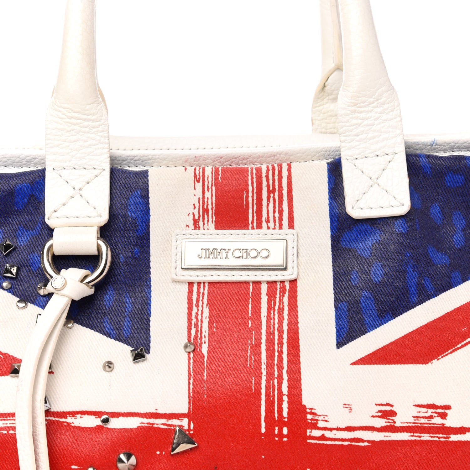 Jimmy Choo Denim Calfskin Studded Union Jack Print Tote 15 of 15