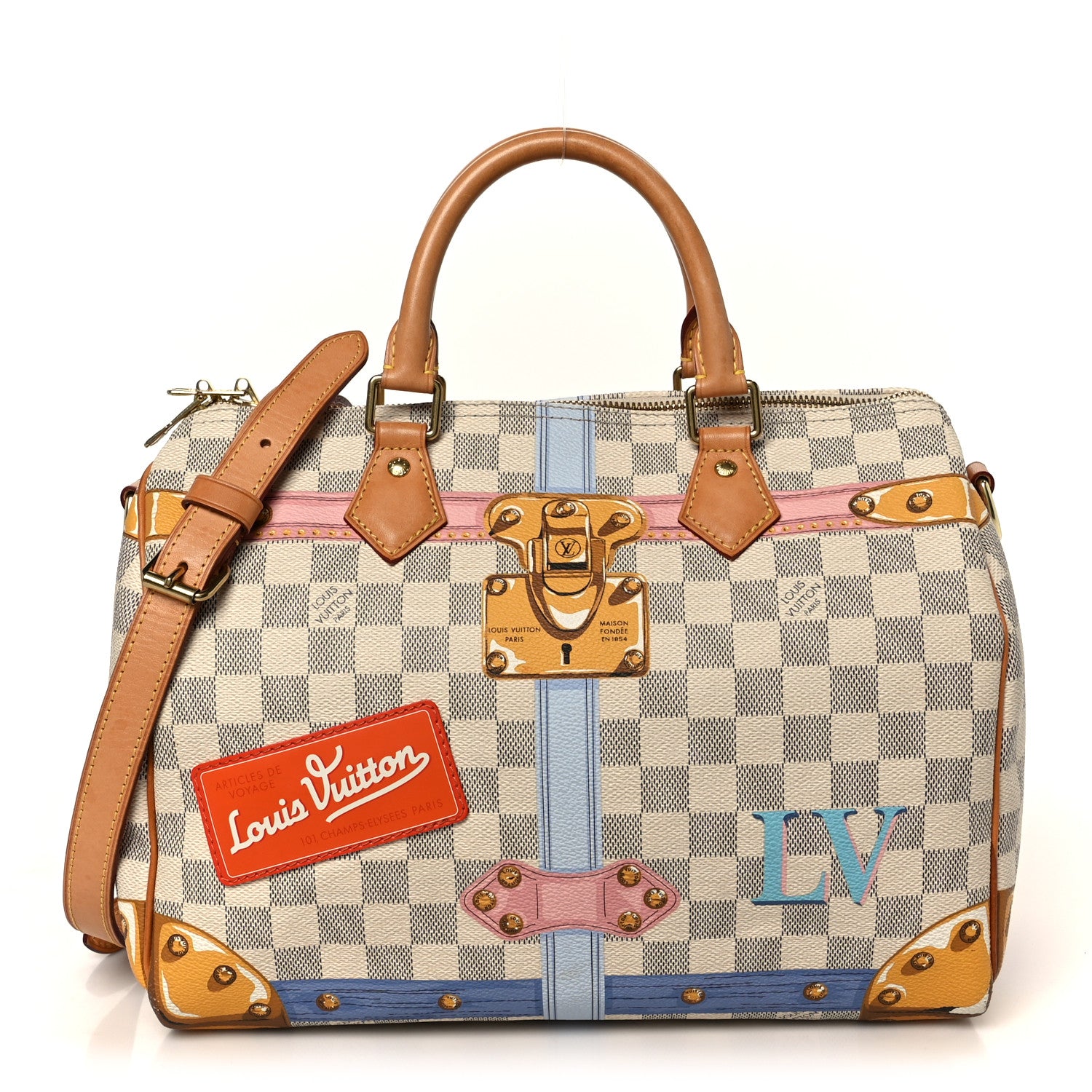 Louis Vuitton Damier Azur Summer Trunks Speedy Bandouliere 30 1 of 10