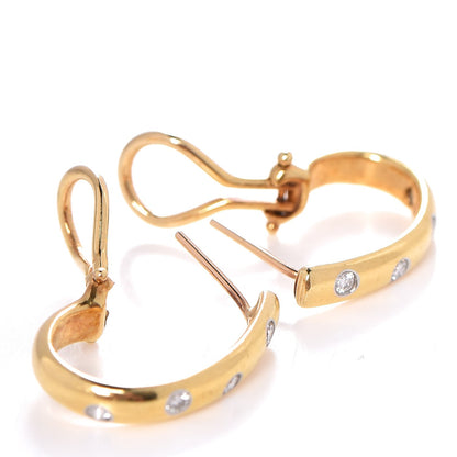 Tiffany 18K Yellow Gold Platinum Diamond Etoile Half Hoop Earrings 3 of 6