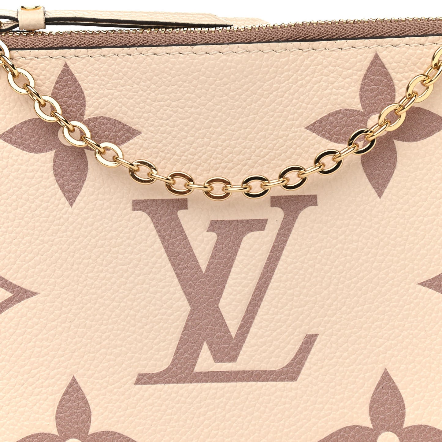 Empreinte Monogram Giant Double Zip Pochette Creme Bois De Rose