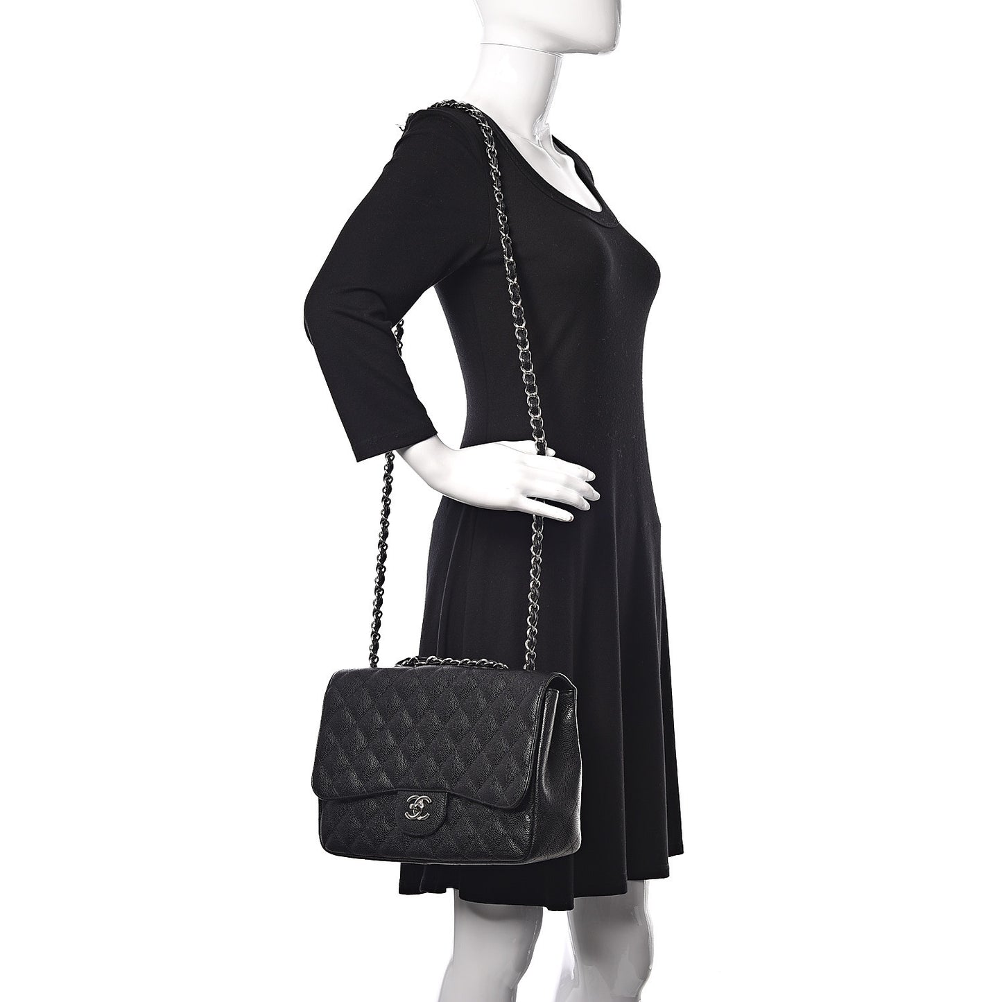 Caviar Quilted Jumbo Single Flap Black