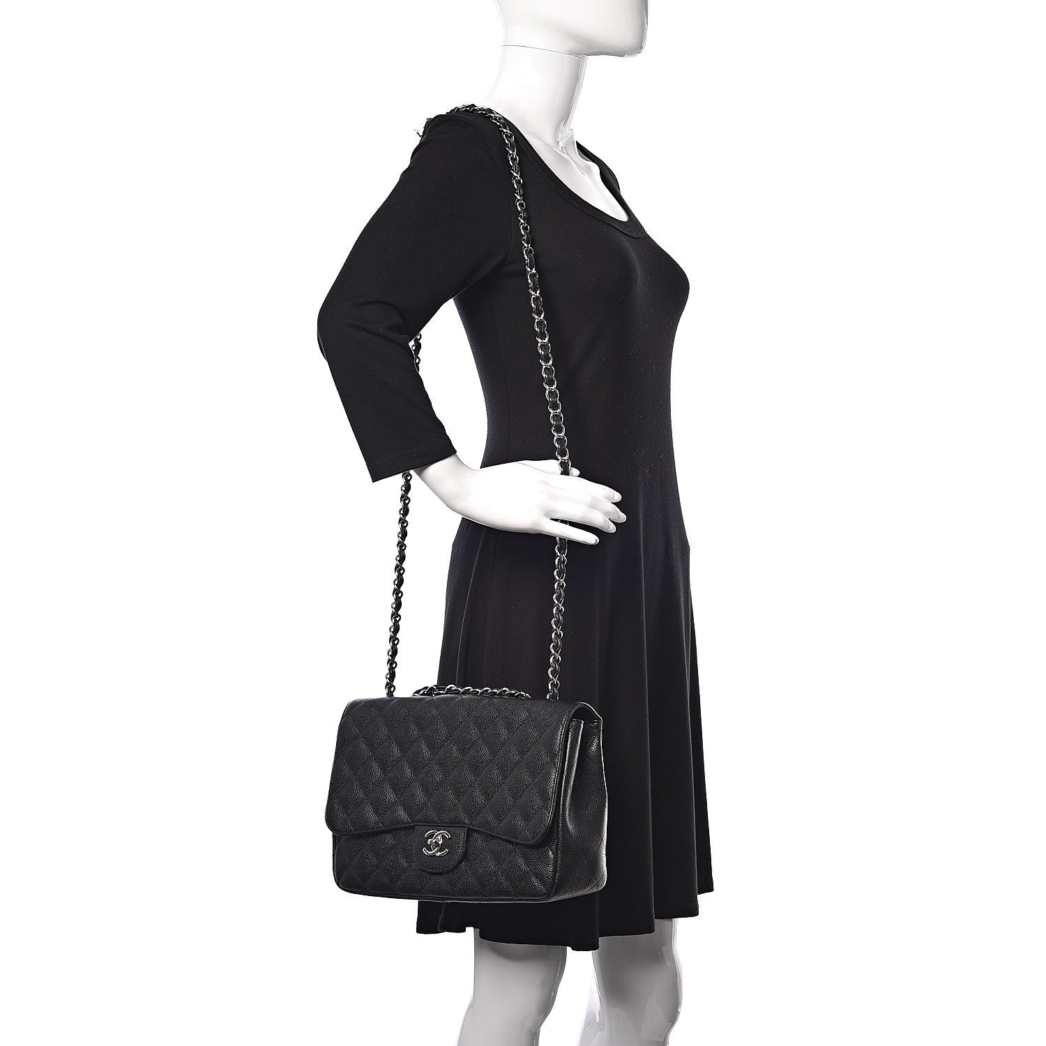 Chanel Caviar Quilted Jumbo Single Flap Black 2 of 13