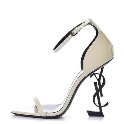 Saint Laurent Patent Calfskin Opyum Sandals 38 Neutro 1 of 8