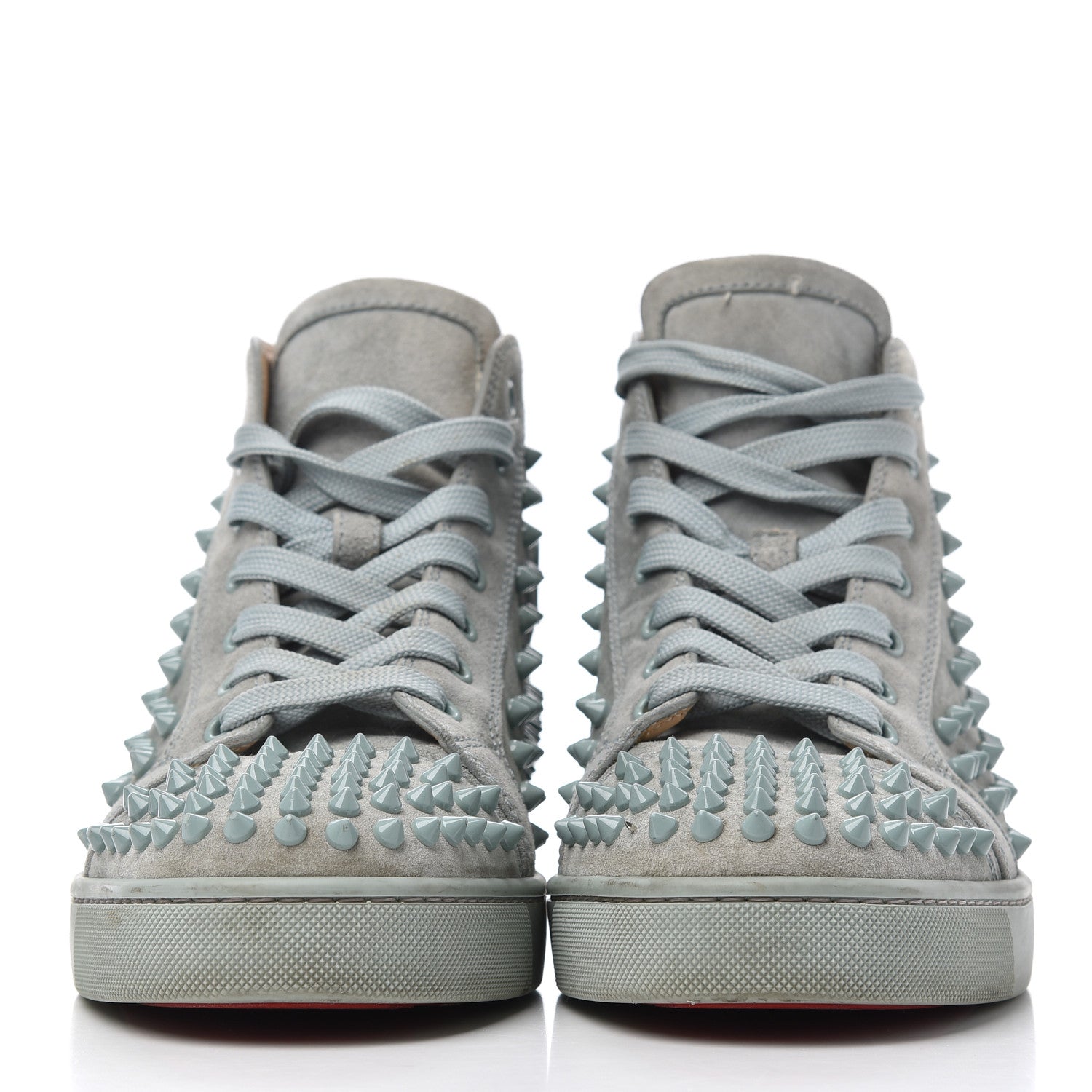 Christian Louboutin Veau Velours Mens Louis Orlato Flat Spikes Sneakers 42 Light Green 2 of 23