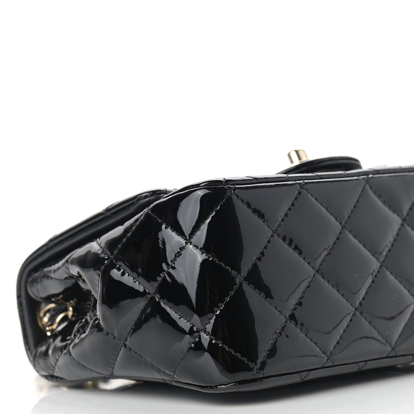Patent Calfskin Quilted Mini Square Flap Black