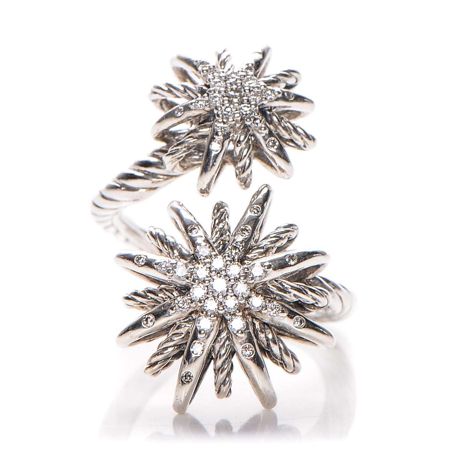 Sterling Silver Diamond 28mm Open Starburst Ring 50 5.5