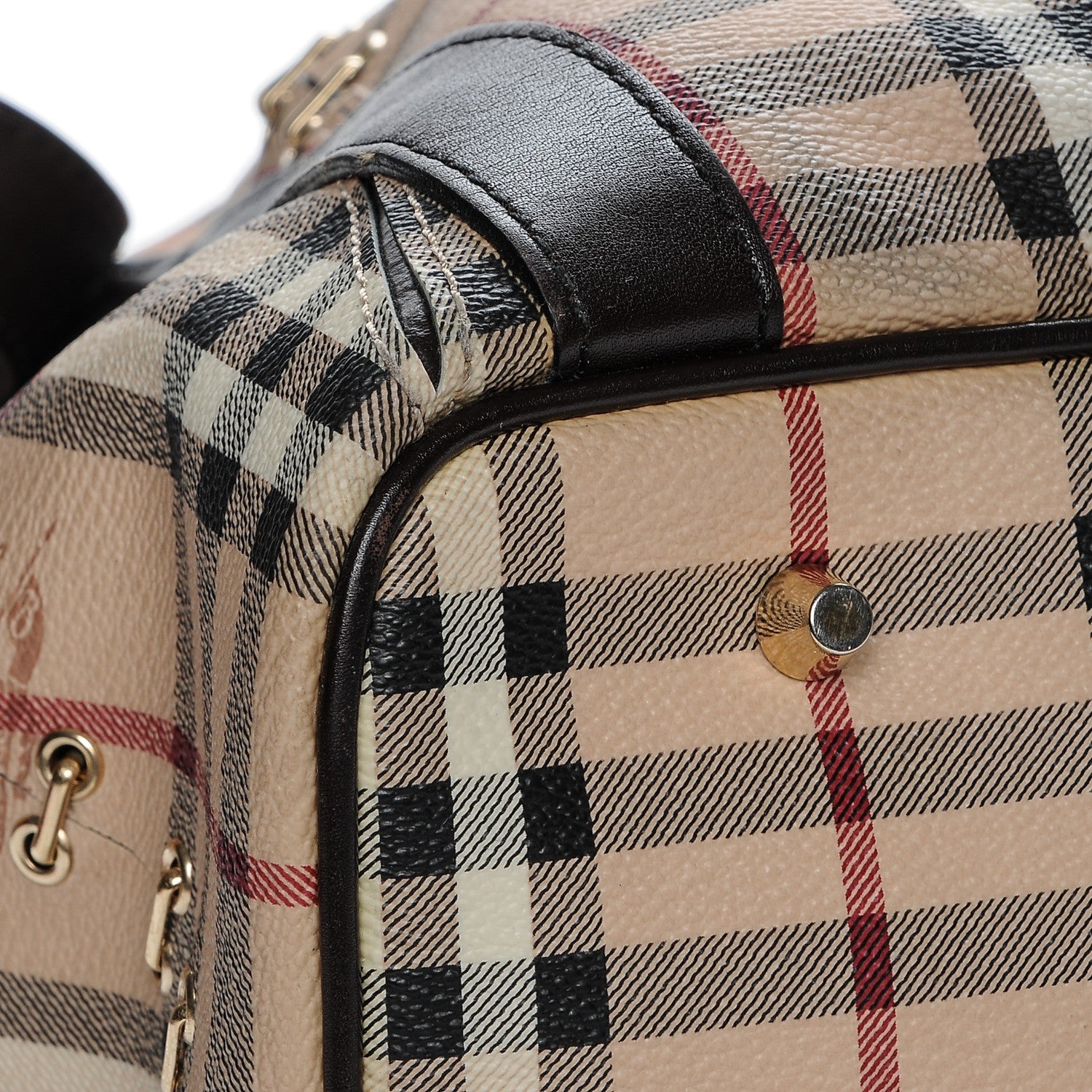 Burberry Haymarket Check Metal Stitch Lowry Dark Brown 7 of 8