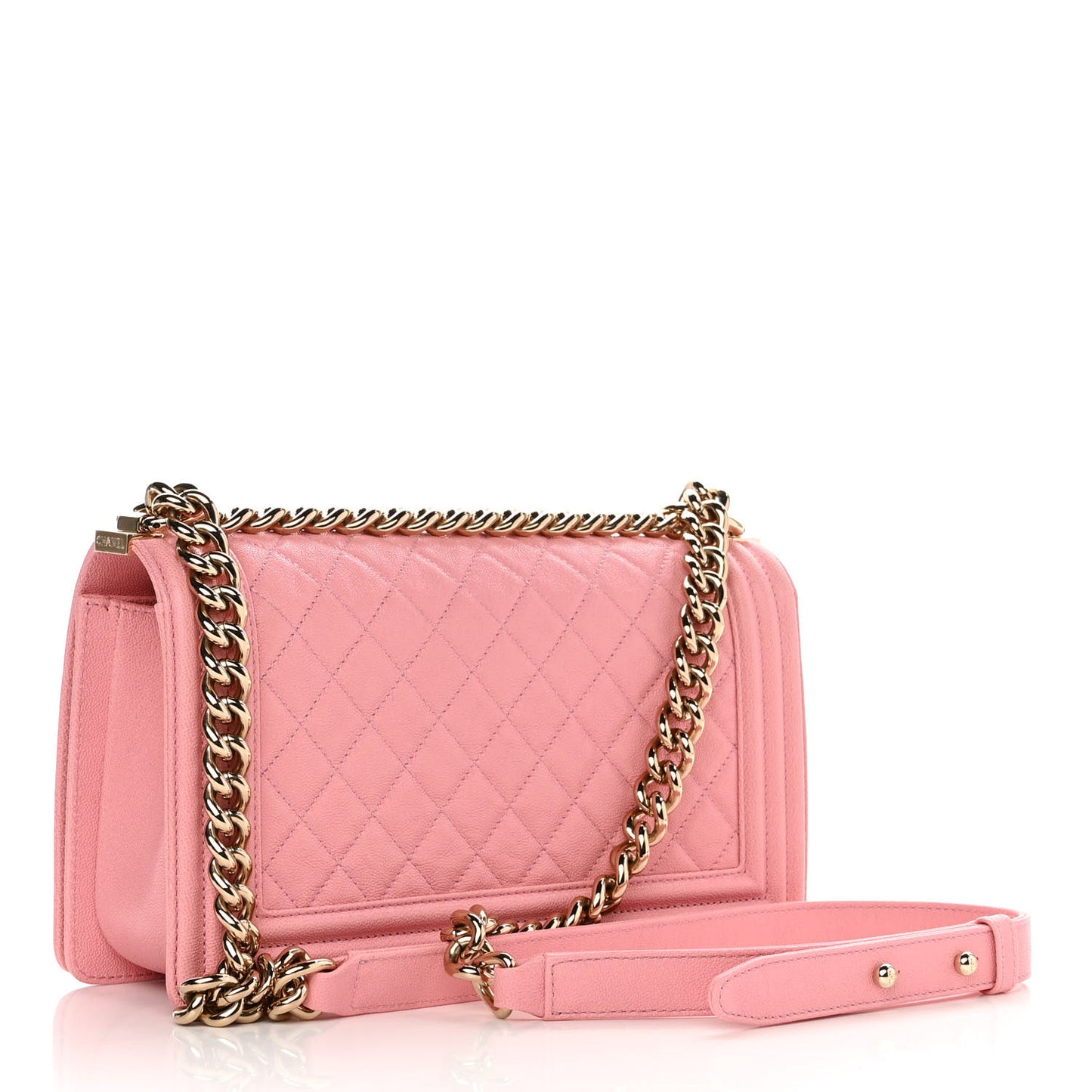 Caviar Quilted Medium Boy Flap Light Pink