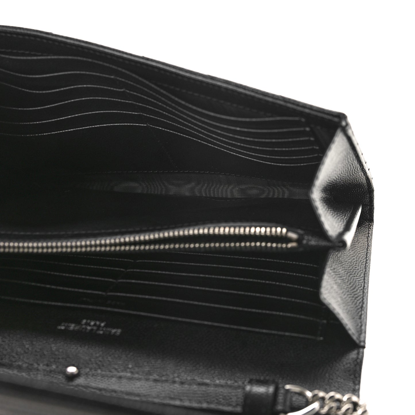 Grain De Poudre Matelasse Chevron Monogram Chain Wallet Black