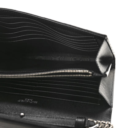 Saint Laurent Grain De Poudre Matelasse Chevron Monogram Chain Wallet Black 5 of 9