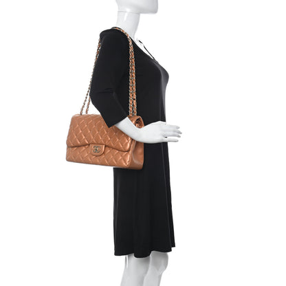 Chanel Metallic Lambskin Quilted Jumbo Double Flap Copper 2 of 15