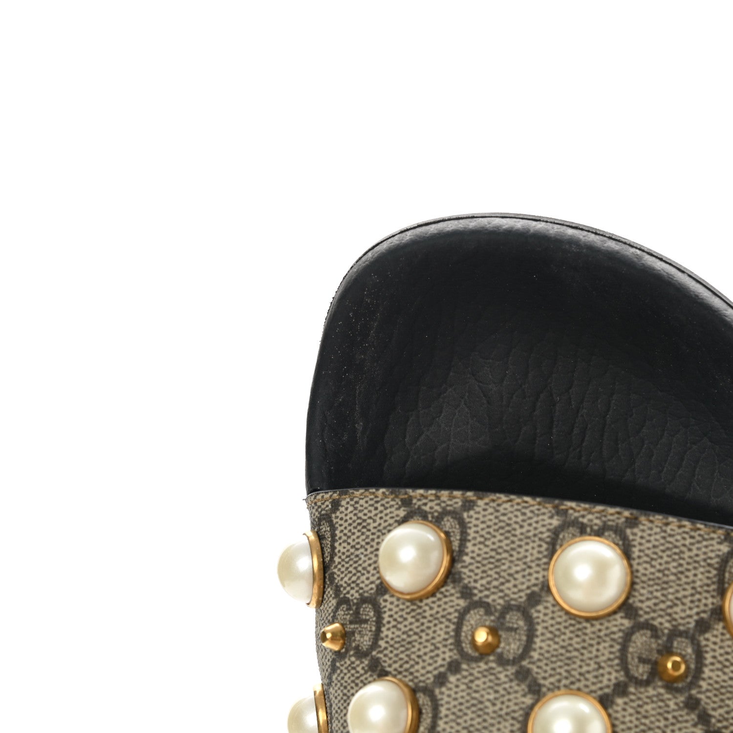 Gucci GG Supreme Monogram Pearls Slide Sandals 41 Beige 9 of 13