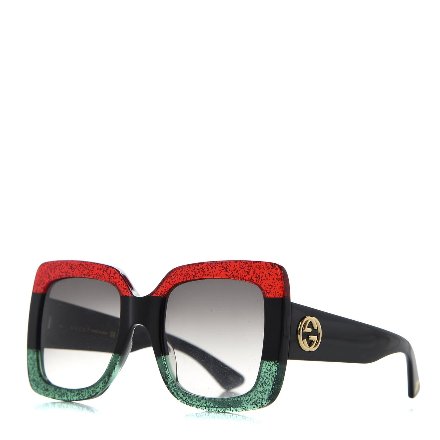 Acetate Square Frame Sunglasses GG0083S Glitter Red Black Green