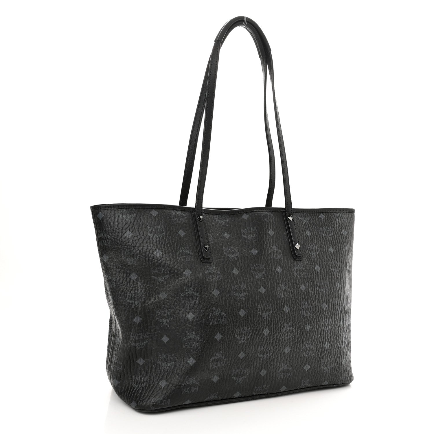 MCM Visetos Medium Anya Shopper Tote Black 3 of 11