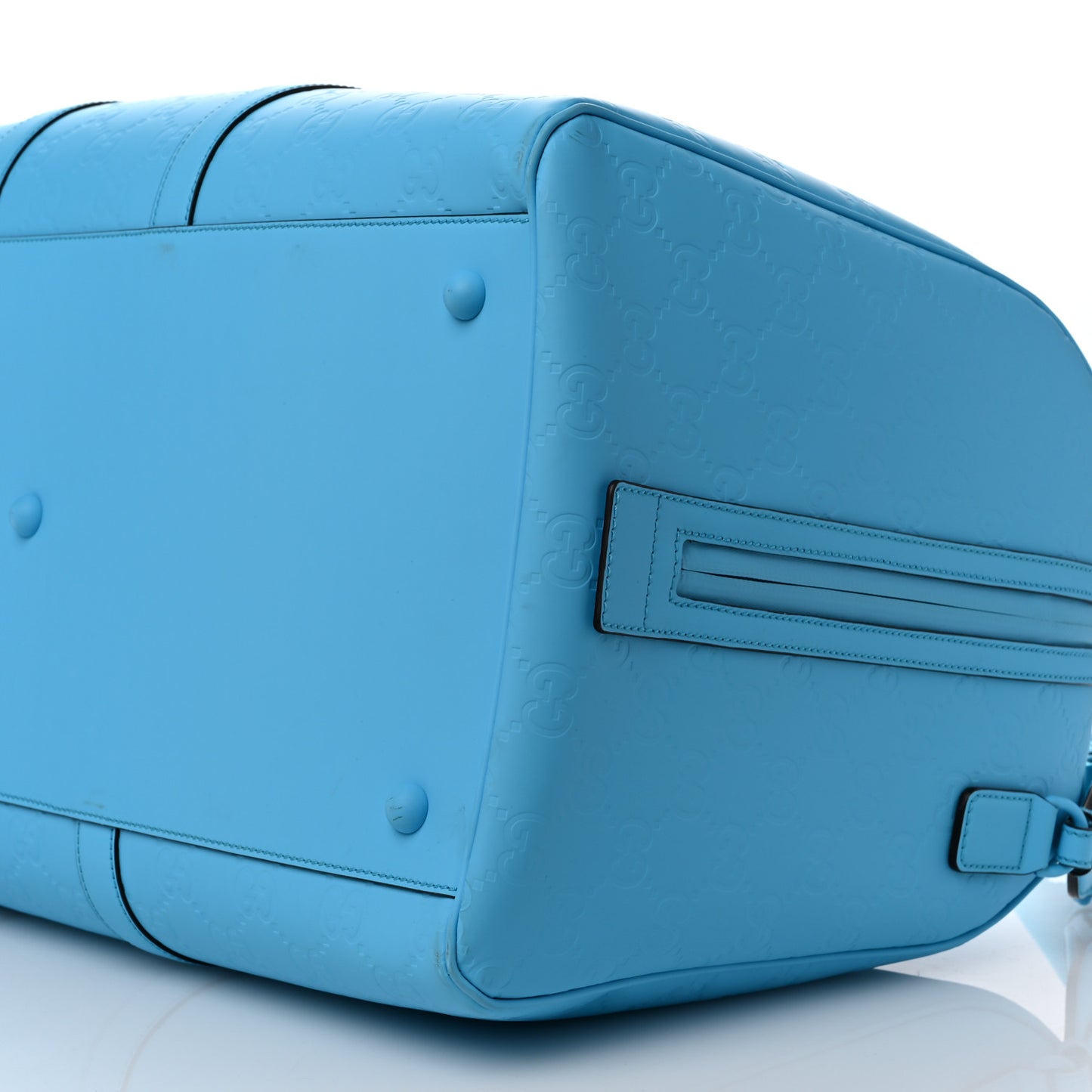 Rubber Effect GG Embossed Large Duffle Bag Bright Blue