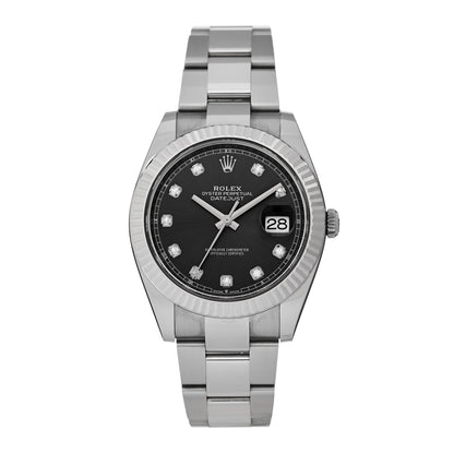 Rolex Stainless Steel 18K White Gold Diamond 41mm Oyster Perpetual Datejust Watch Slate 126334 1 of 4