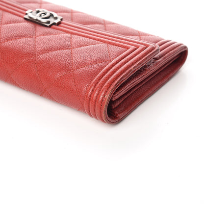 Chanel Caviar Quilted Boy Flap Wallet Red 14 of 18
