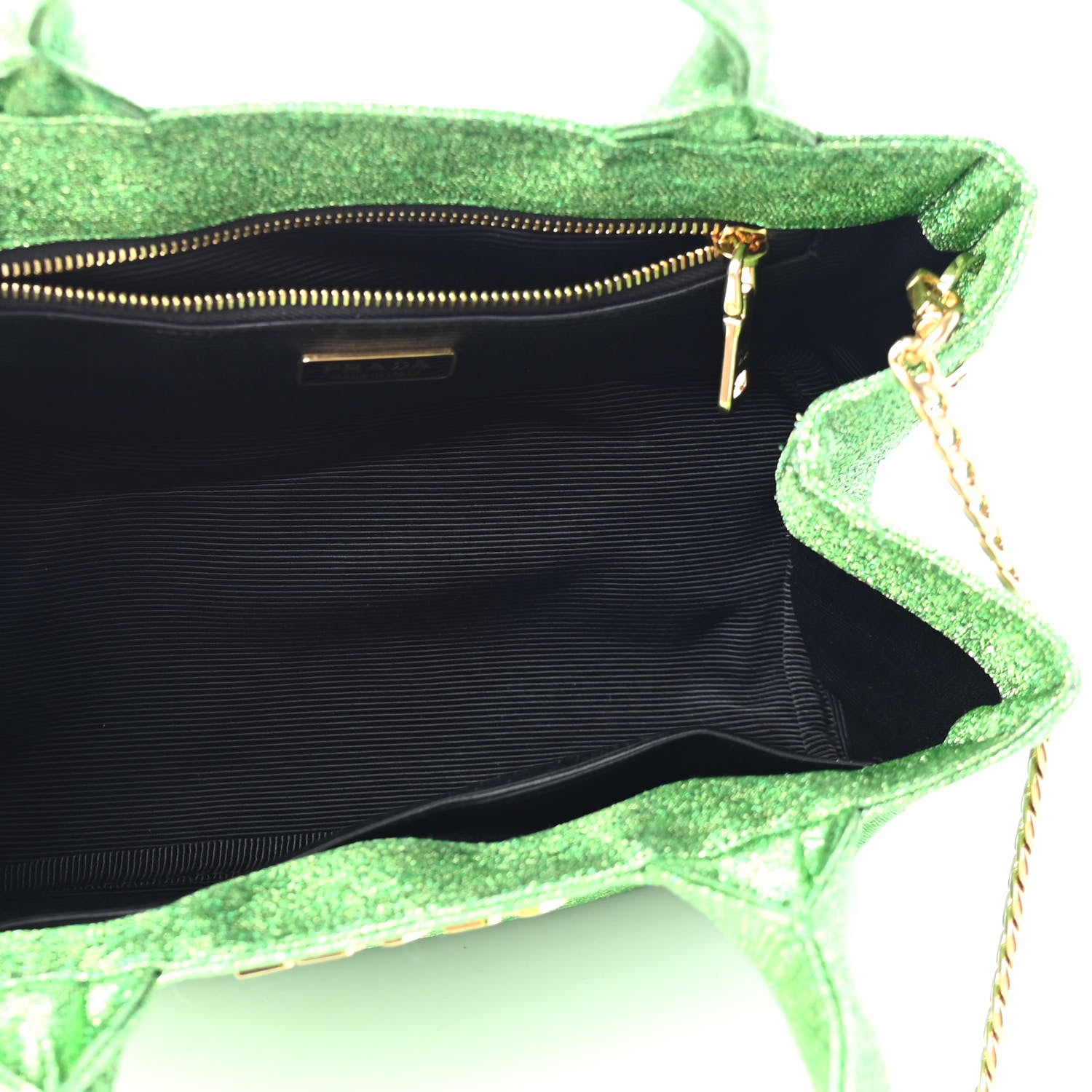 Prada Broccato Chain Tote Felce 4 of 5